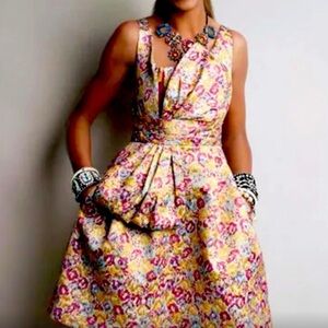 Zac Posen multicolor spring midi knee dress with oversized bow - asymmetrical